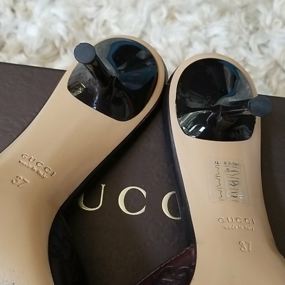GUCCI chocolat Guccissima slide heels - Picture 7 of 8